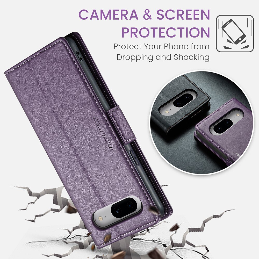 Google Pixel 8 RFID blocking Slim Wallet Case Purple