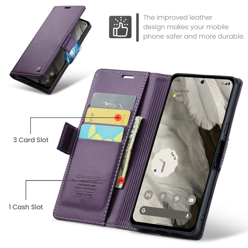 Google Pixel 8 RFID blocking Slim Wallet Case Purple