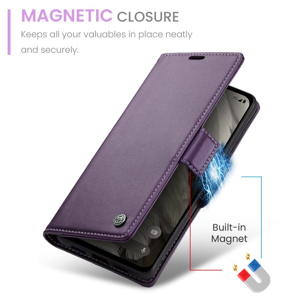 Google Pixel 8 RFID blocking Slim Wallet Case Purple