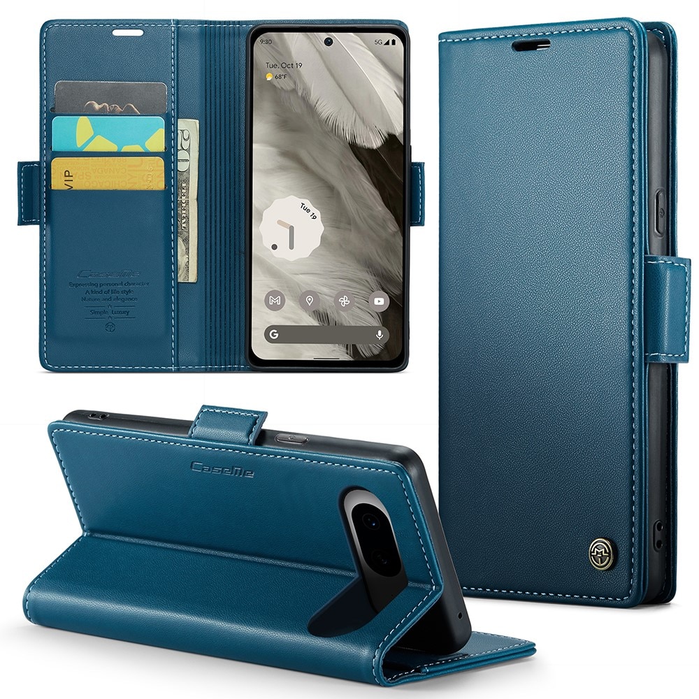 Google Pixel 8 RFID blocking Slim Wallet Case Blue