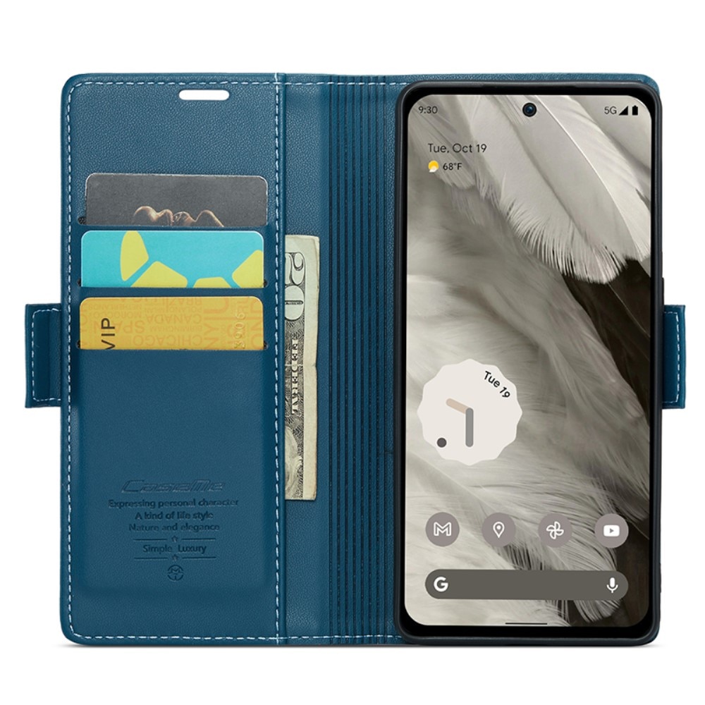 Google Pixel 8 RFID blocking Slim Wallet Case Blue