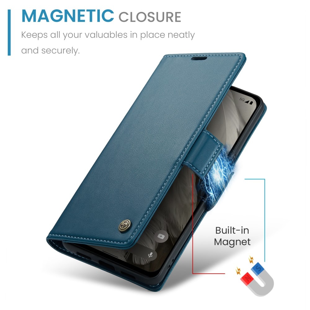 Google Pixel 8 RFID blocking Slim Wallet Case Blue