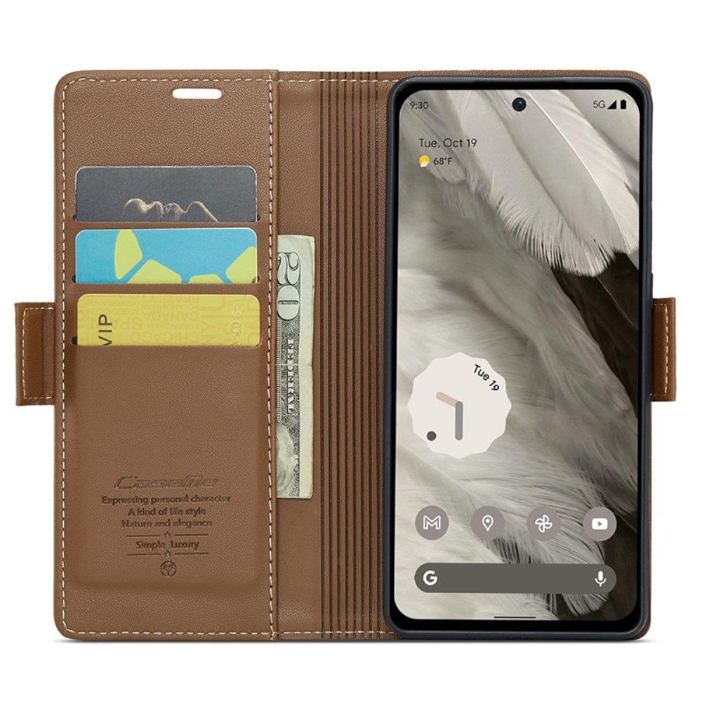 Google Pixel 8 RFID blocking Slim Wallet Case Brown