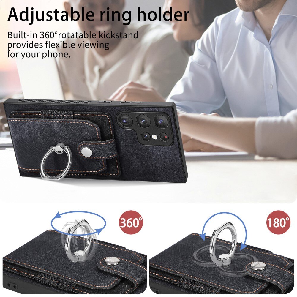 Wallet Case with Finger Ring Samsung Galaxy S23 Ultra Black