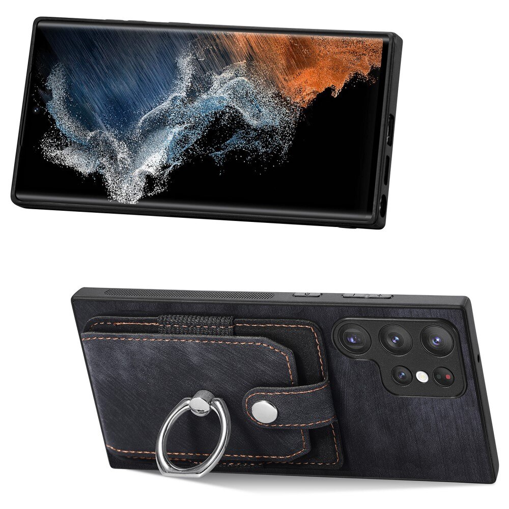 Wallet Case with Finger Ring Samsung Galaxy S23 Ultra Black