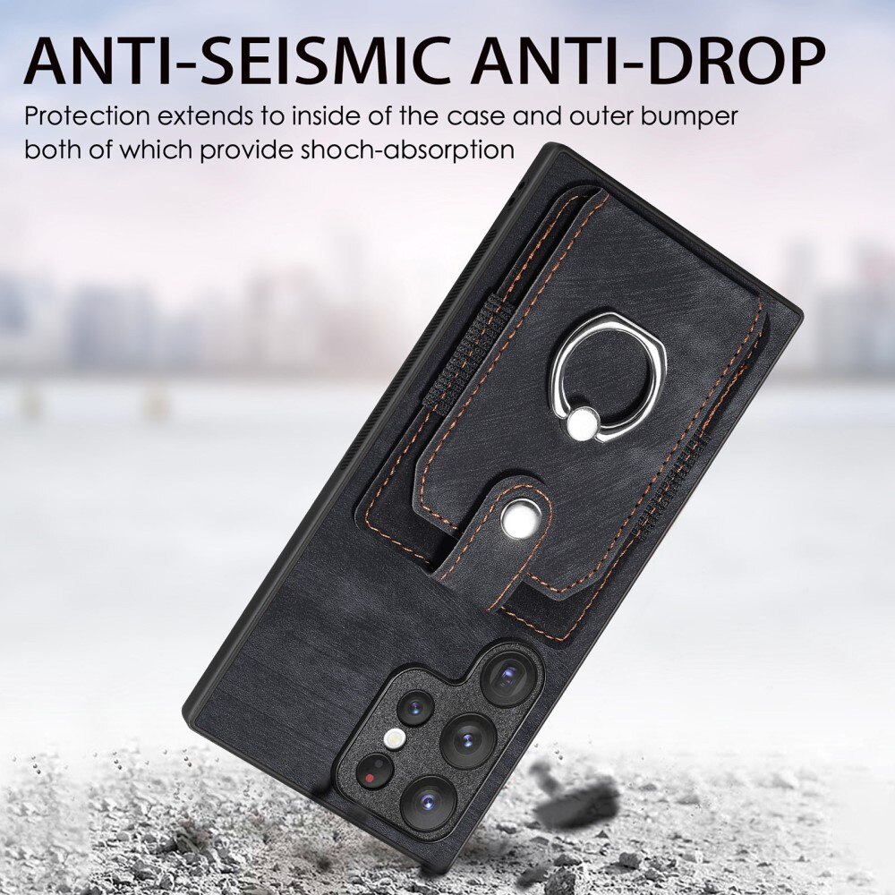 Wallet Case with Finger Ring Samsung Galaxy S23 Ultra Black