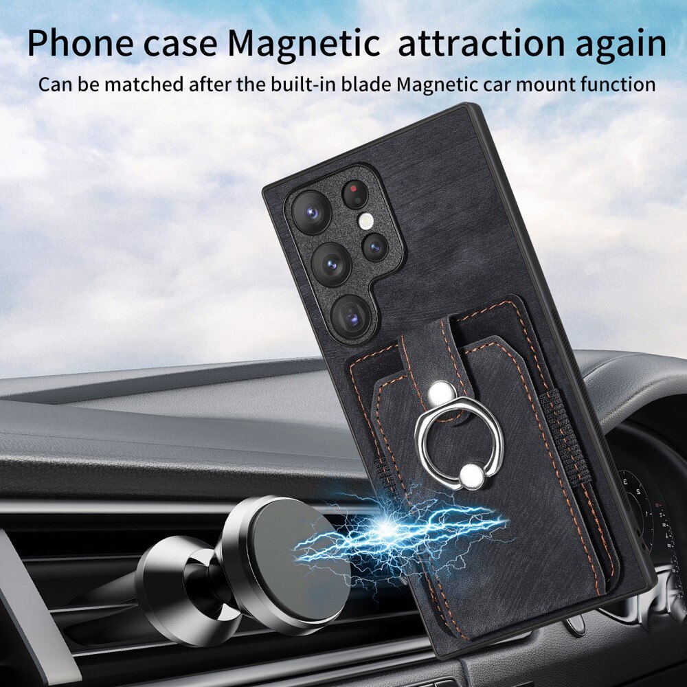 Wallet Case with Finger Ring Samsung Galaxy S23 Ultra Black