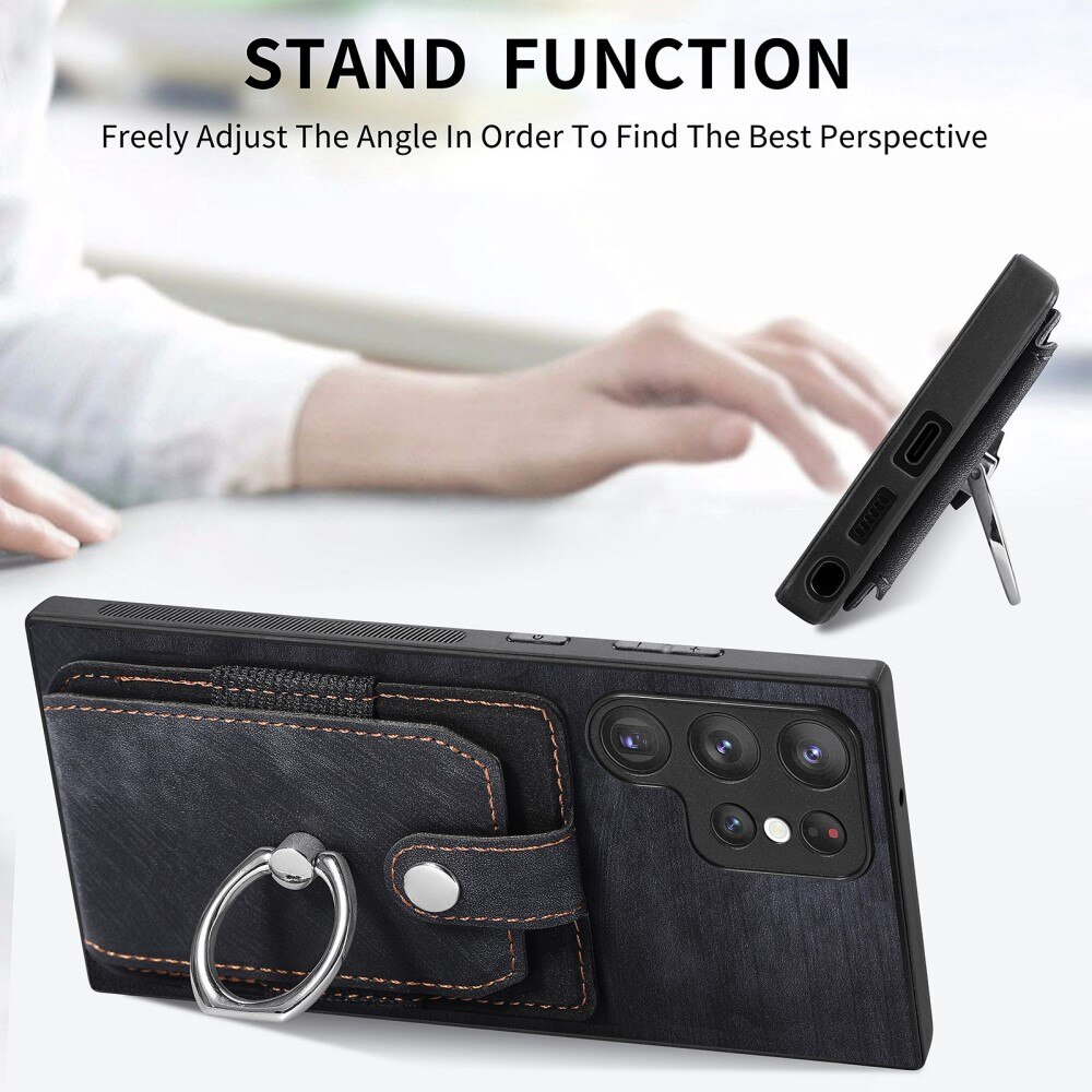 Wallet Case with Finger Ring Samsung Galaxy S23 Ultra Black