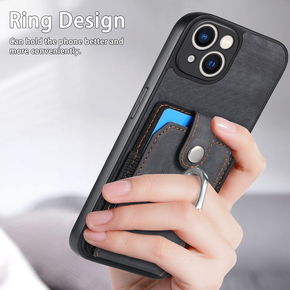Wallet Case with Finger Ring iPhone 14 Black
