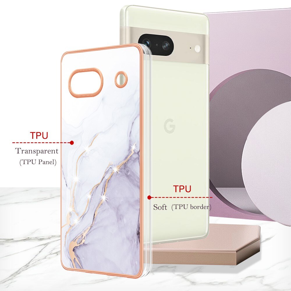 Google Pixel 7a TPU Case White Marble