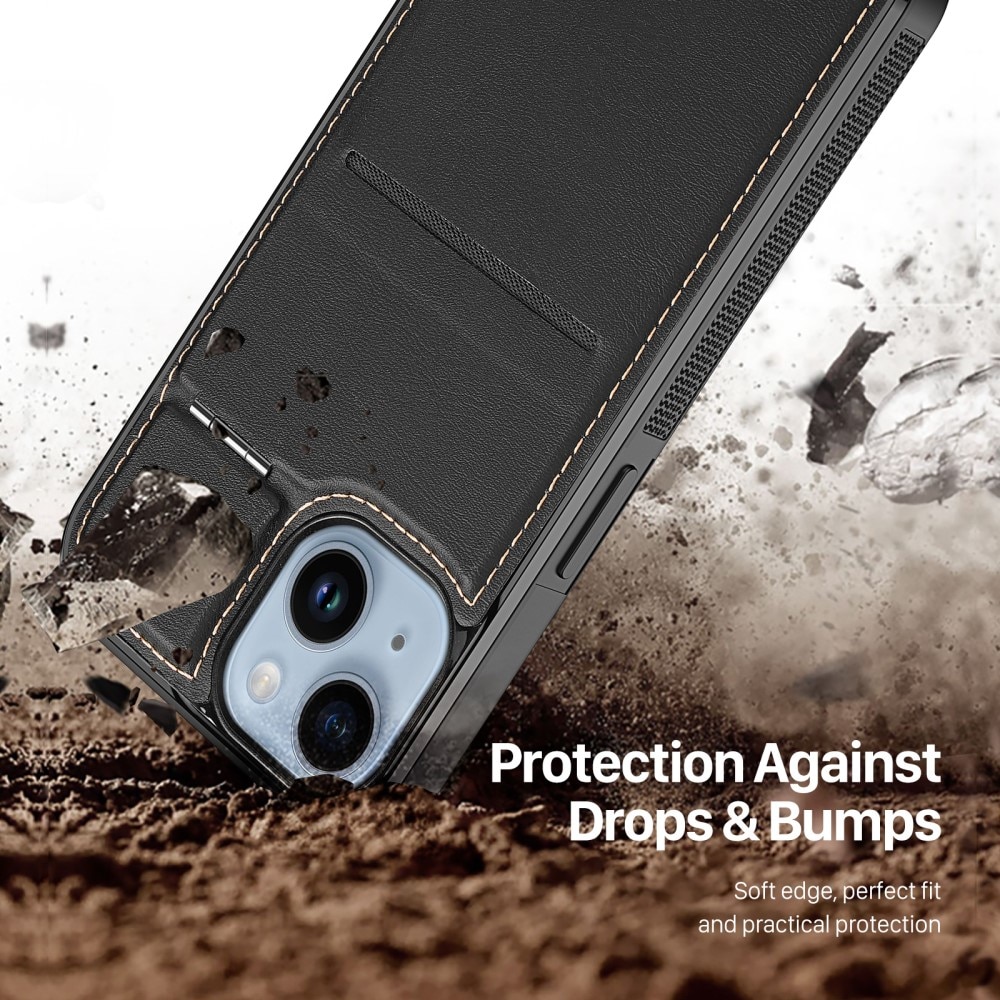 iPhone 14 Rafi Series RFID MagSafe Wallet Stand Case Black