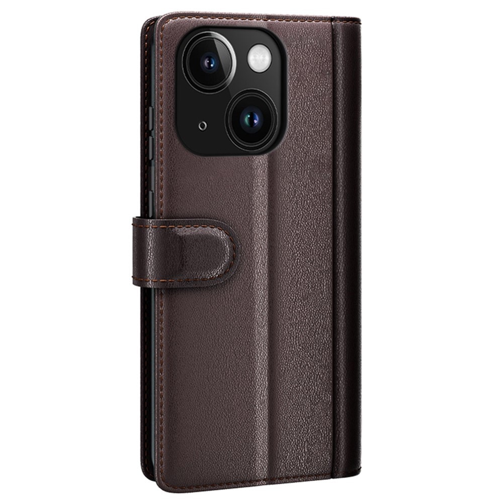 iPhone 15 Plus Genuine Leather Wallet Case Brown