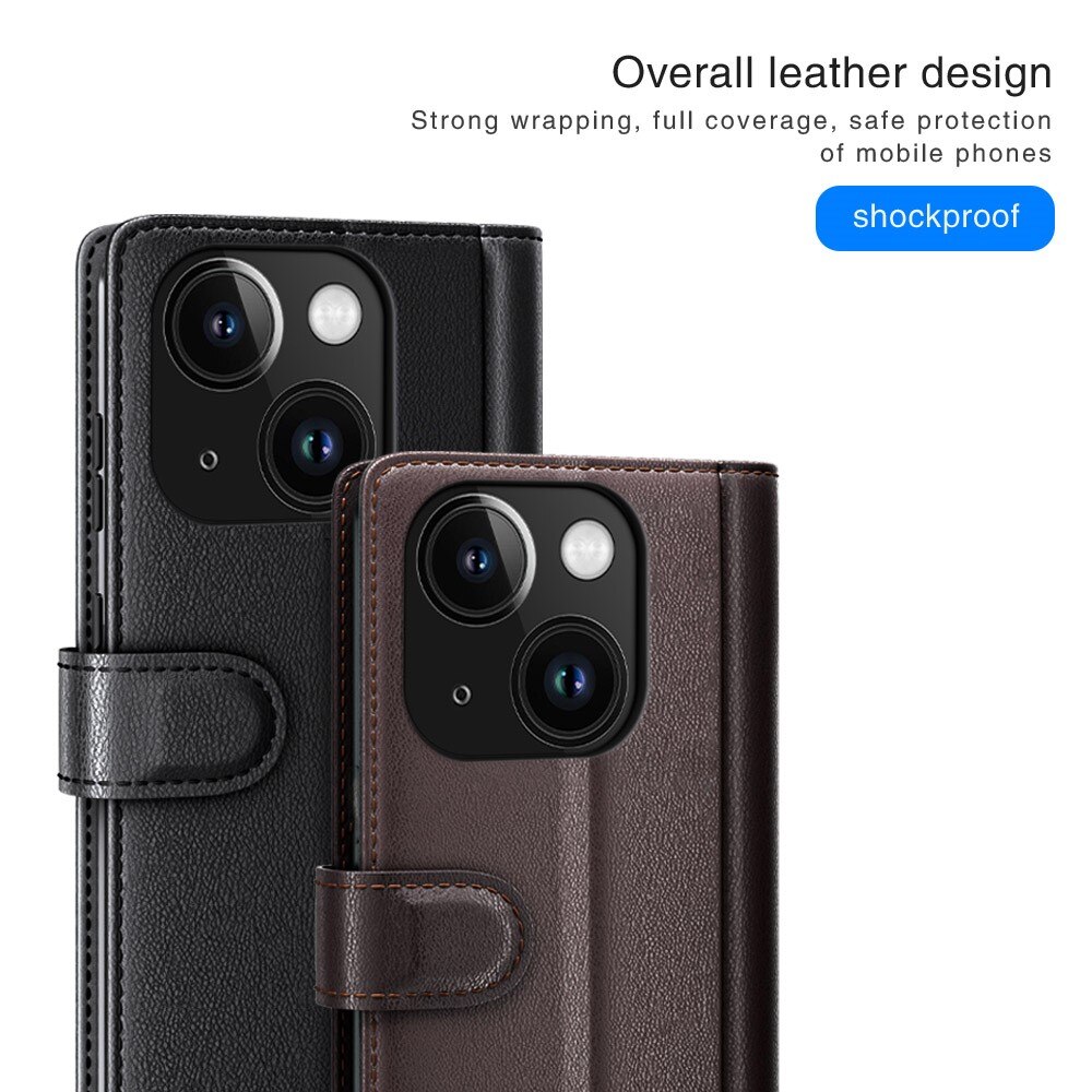 iPhone 15 Plus Genuine Leather Wallet Case Brown