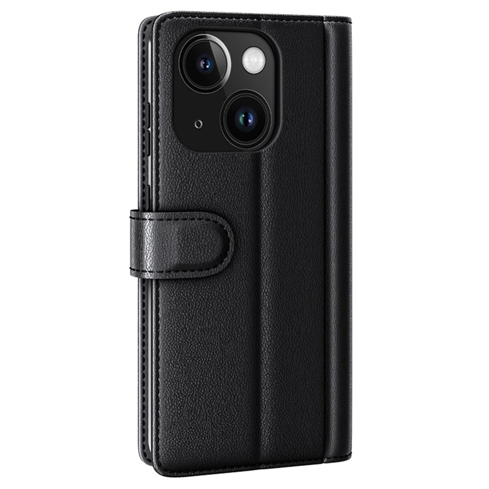 iPhone 15 Genuine Leather Wallet Case Black