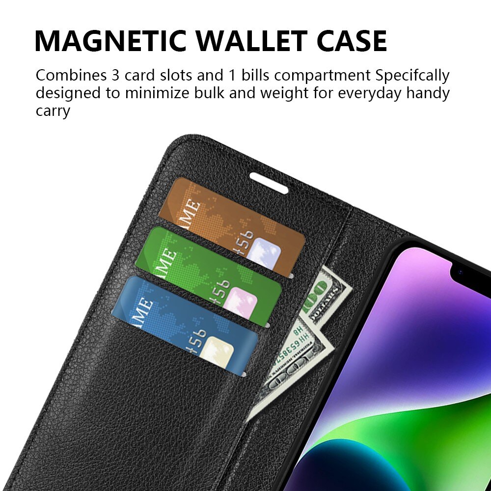 iPhone 15 Wallet Book Cover Black