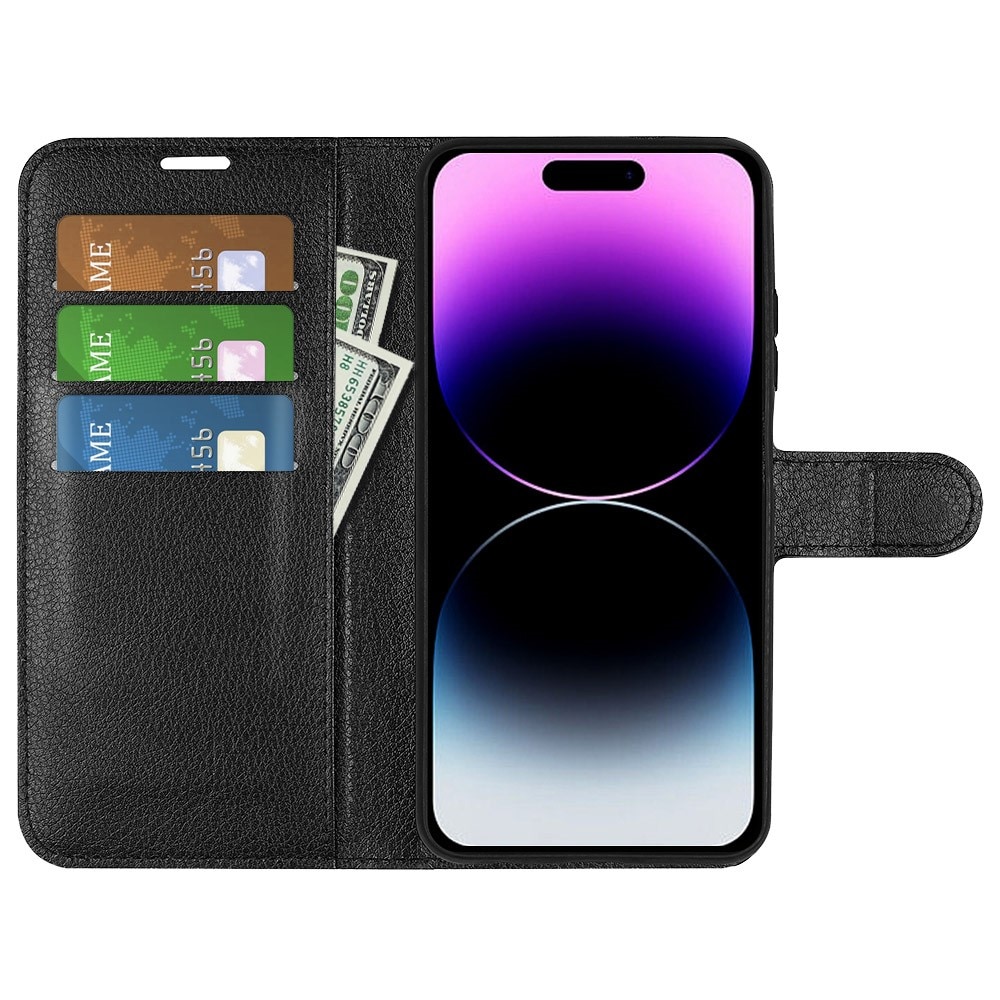 iPhone 15 Pro Max Wallet Book Cover Black