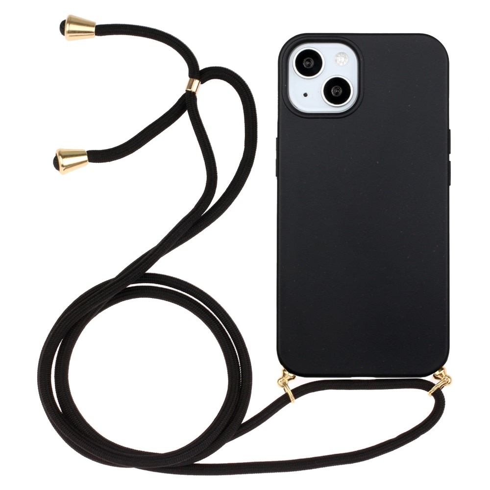 iPhone 15 Plus Cover Neck Strap Black