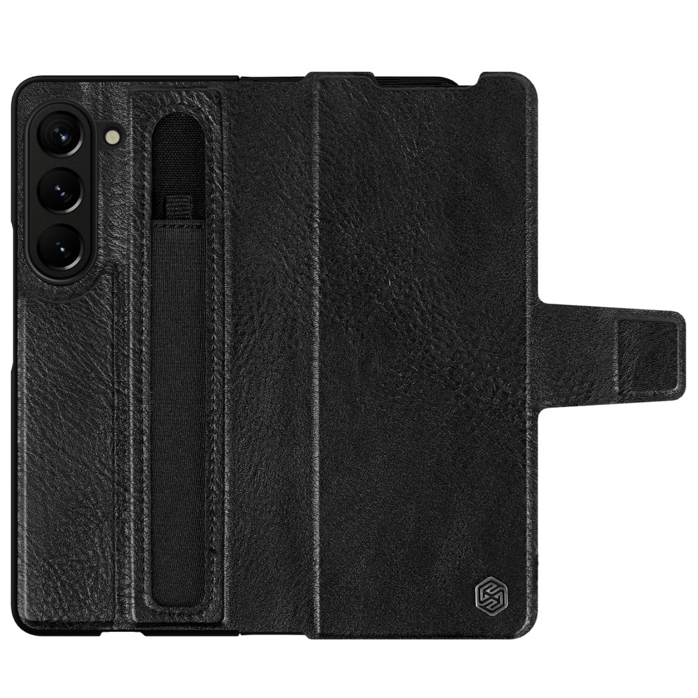 Samsung Galaxy Z Fold 5 Leather Case with Pen Slot Black