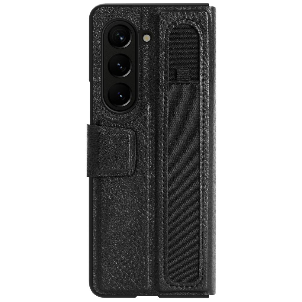 Samsung Galaxy Z Fold 5 Leather Case with Pen Slot Black