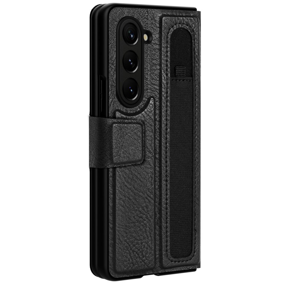 Samsung Galaxy Z Fold 5 Leather Case with Pen Slot Black