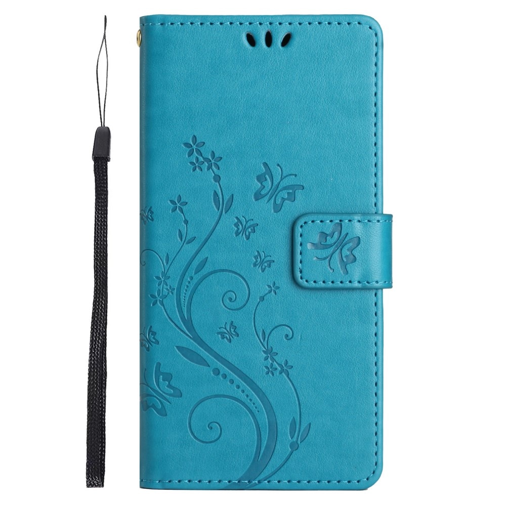 Google Pixel 8 Pro Leather Cover Imprinted Butterflies Blue