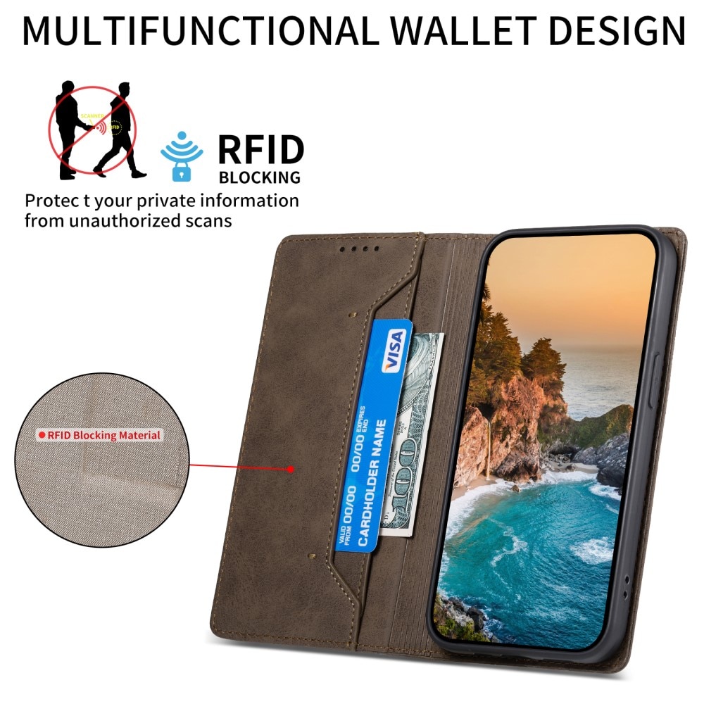 Google Pixel 8 Slim Wallet Case RFID Brown