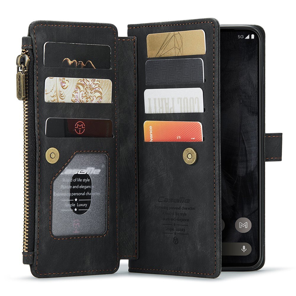 Google Pixel 8 Pro Zipper Wallet Book Cover Black