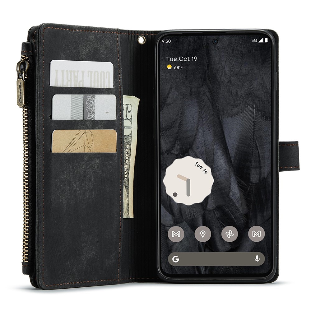 Google Pixel 8 Pro Zipper Wallet Book Cover Black