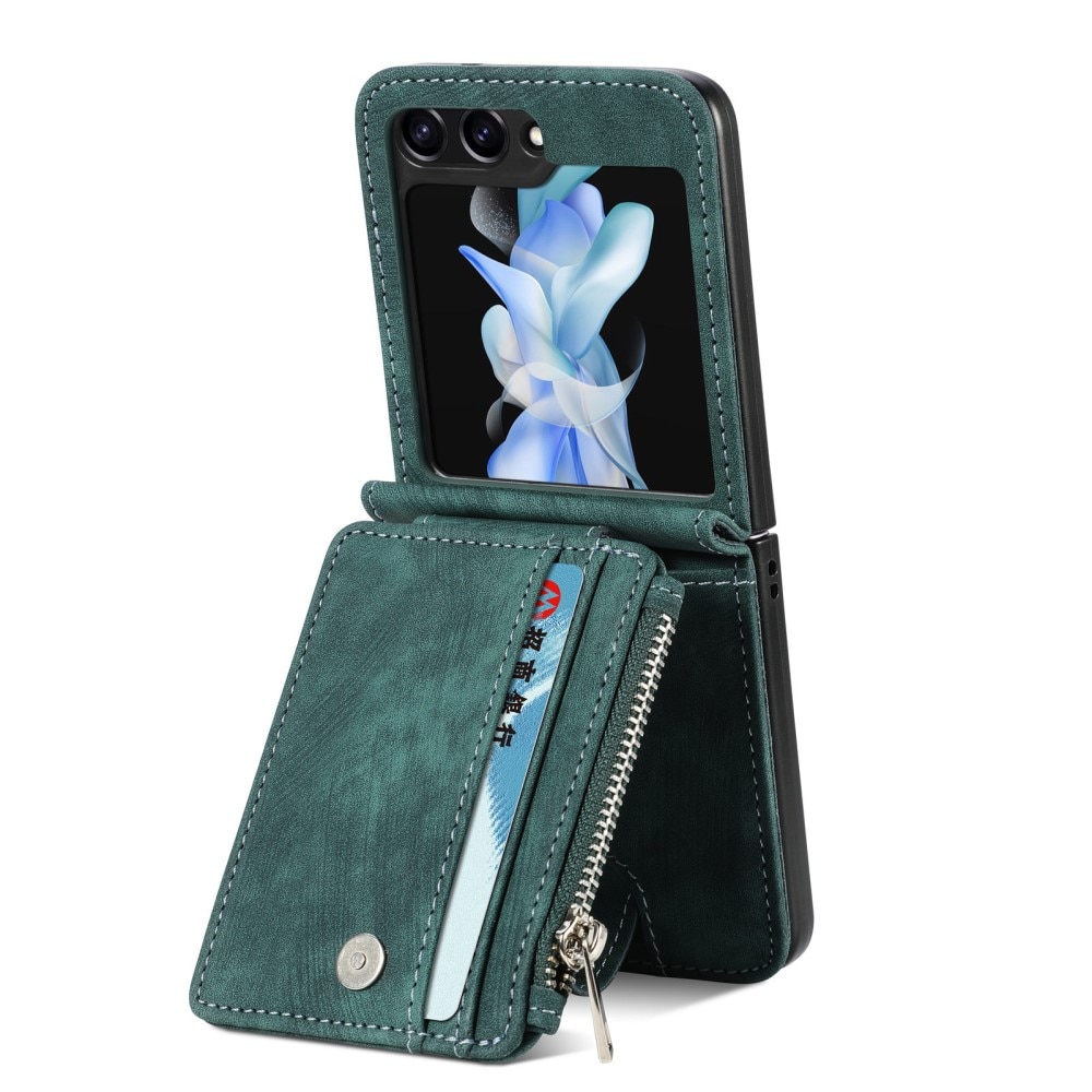 Samsung Galaxy Z Flip 5 Zipper Multi-slot Wallet Case Green