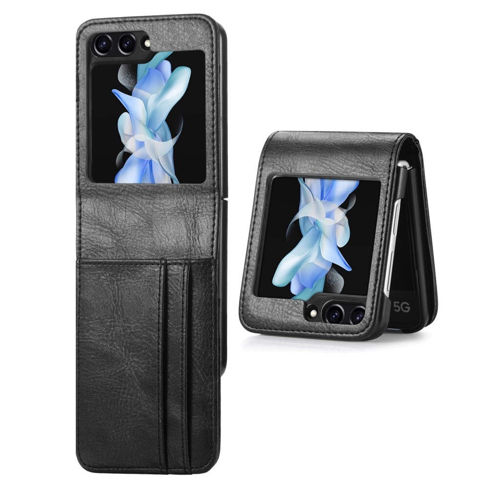 Samsung Galaxy Z Flip 6 Genuine Leather Wallet Case Black