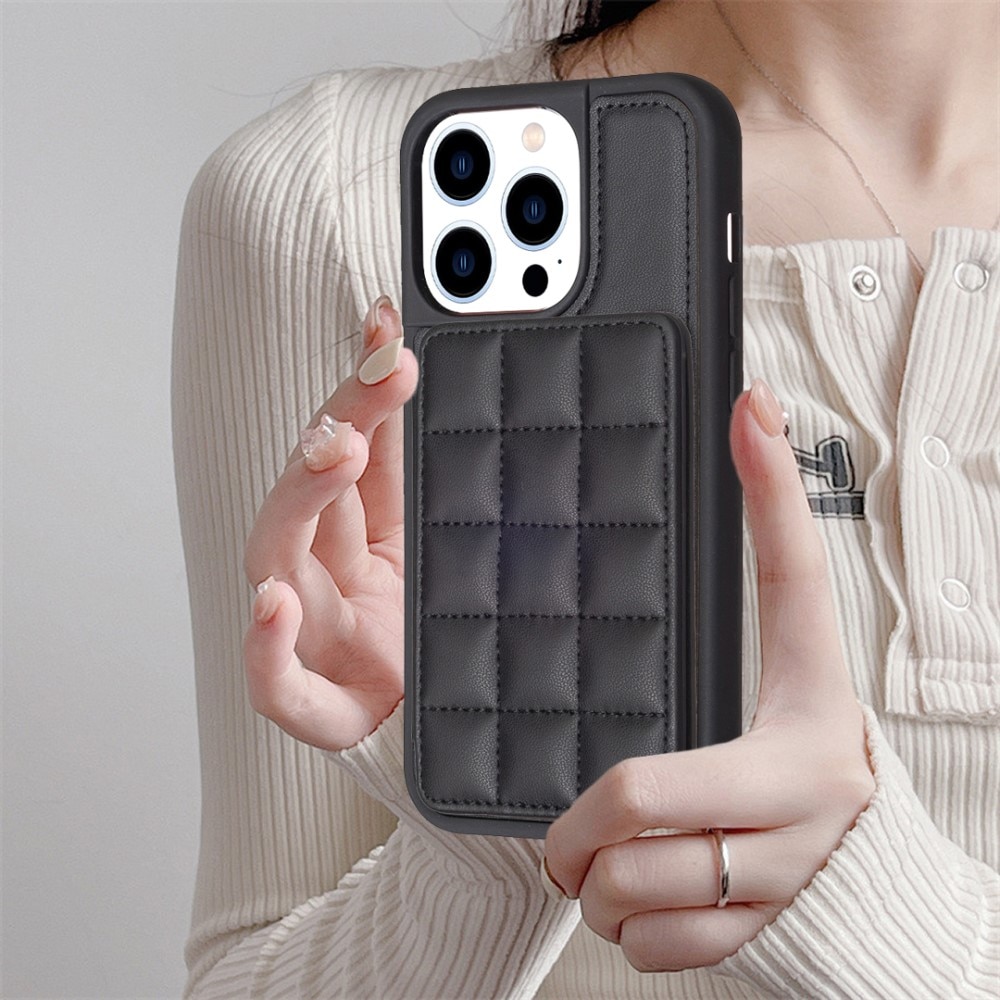 TPU Case with Quilted Wallet iPhone 14 Pro Black