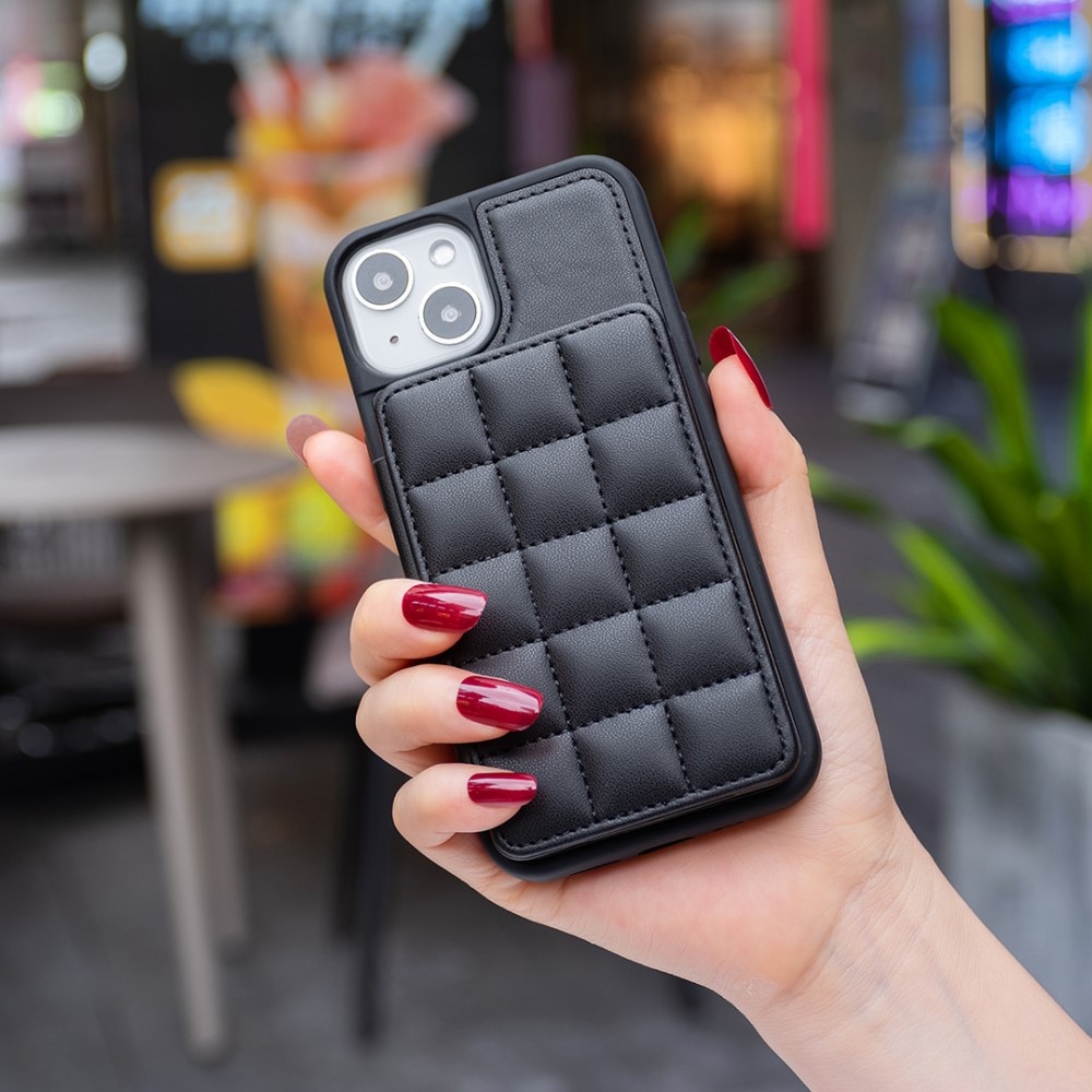 TPU Case with Quilted Wallet iPhone 14 Black