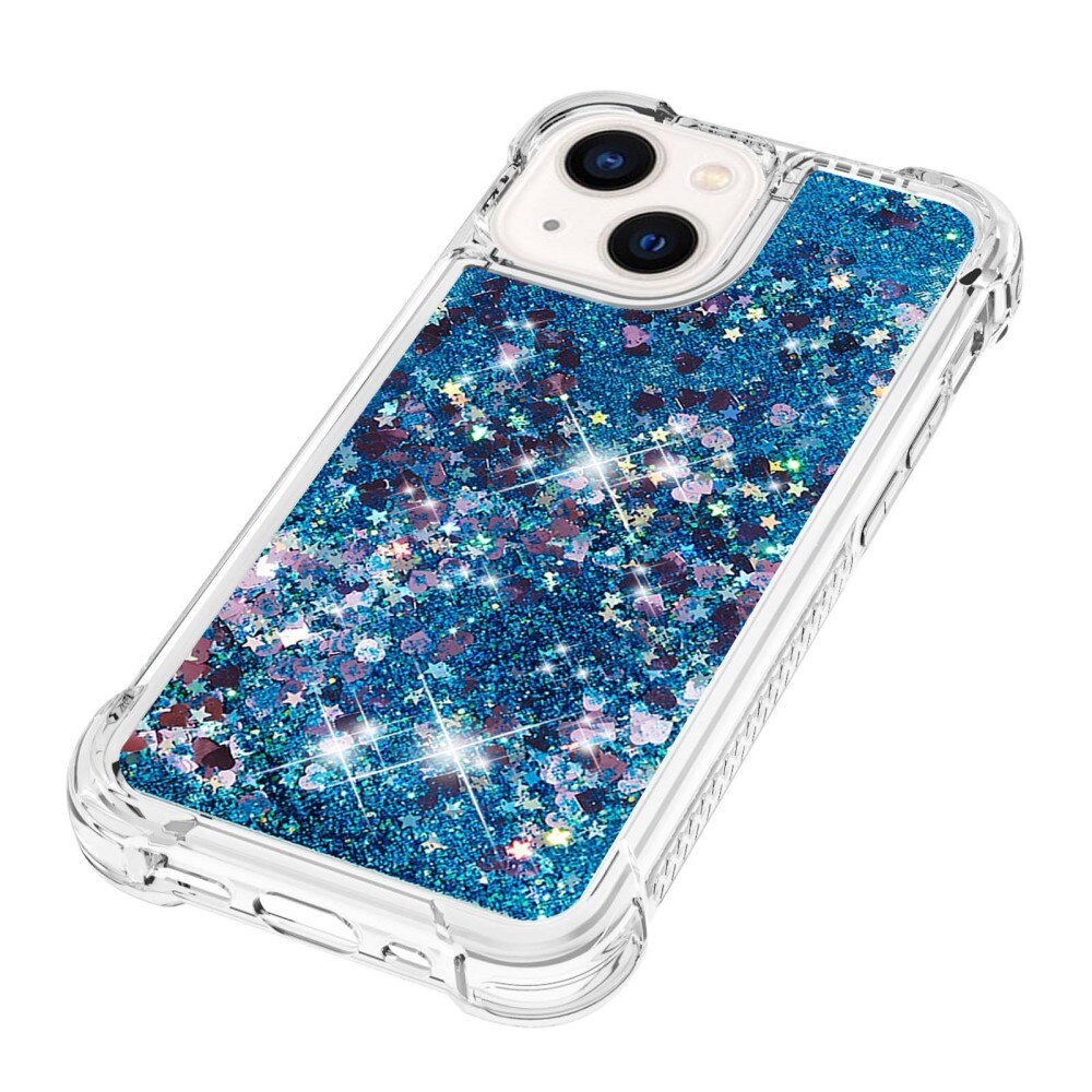 iPhone 15 Glitter Powder TPU Cover Blue