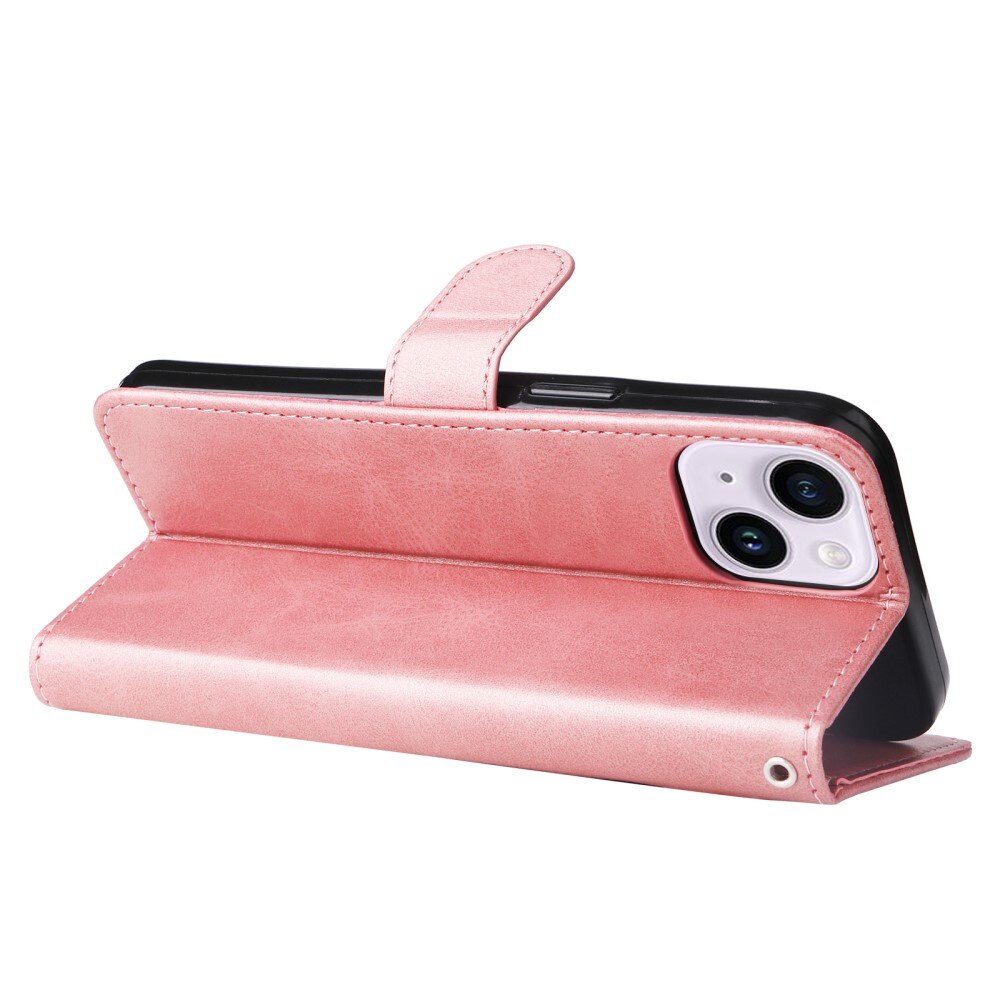 iPhone 15 Leather Cover Zipper Pink