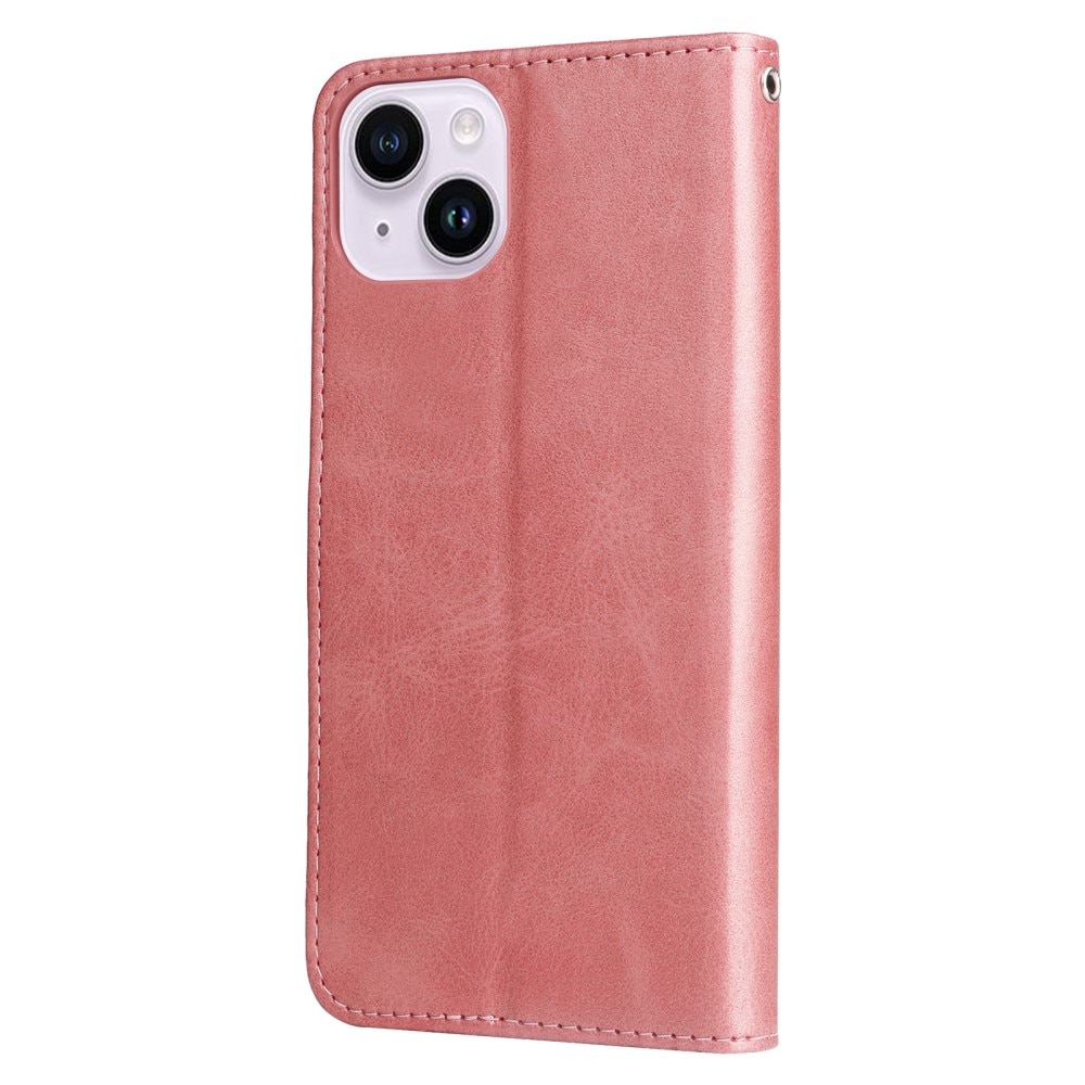 iPhone 15 Leather Cover Zipper Pink