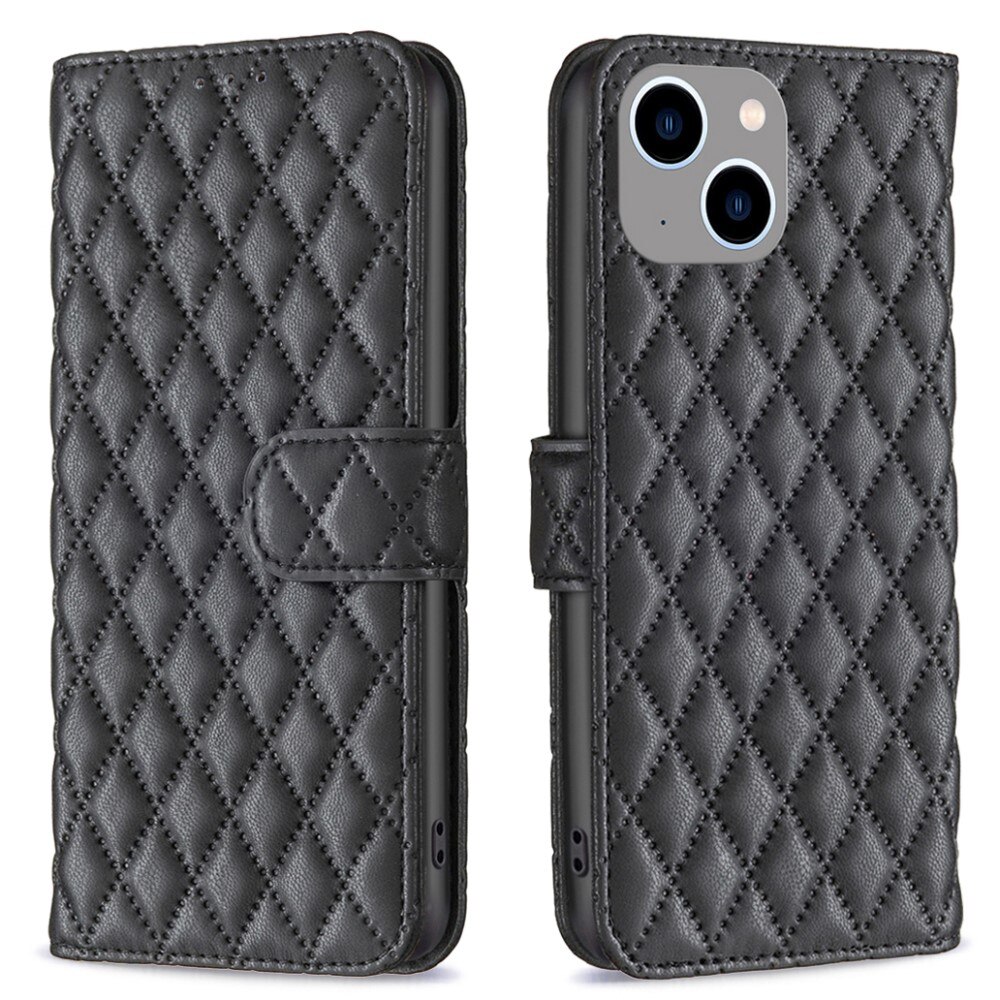 iPhone 15 Wallet Case Quilted Black