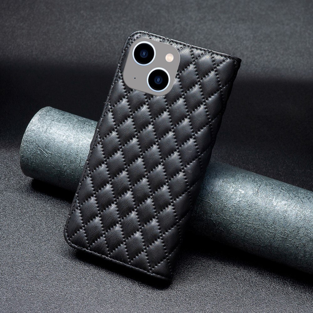 iPhone 15 Wallet Case Quilted Black