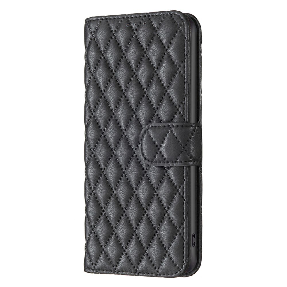 iPhone 15 Wallet Case Quilted Black