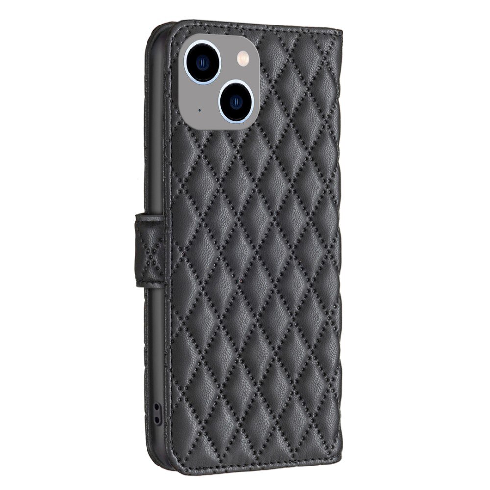 iPhone 15 Wallet Case Quilted Black