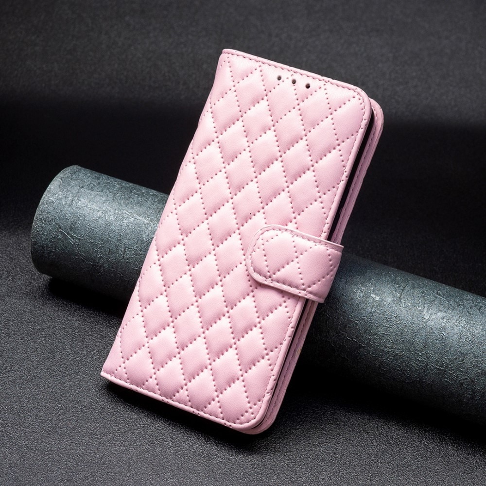 iPhone 15 Wallet Case Quilted Pink