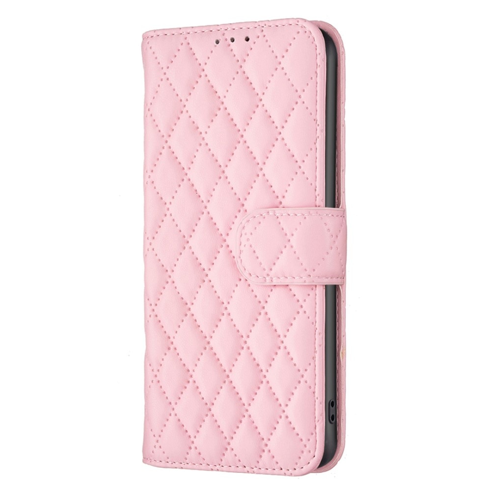 iPhone 15 Wallet Case Quilted Pink