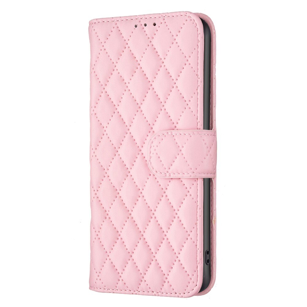 iPhone 15 Wallet Case Quilted Pink