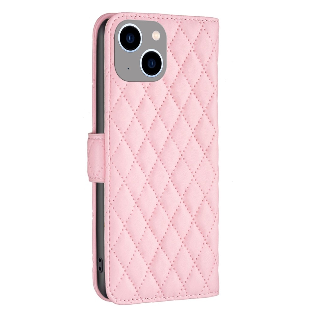 iPhone 15 Wallet Case Quilted Pink