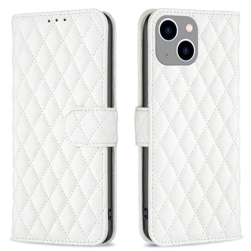 iPhone 15 Wallet Case Quilted White