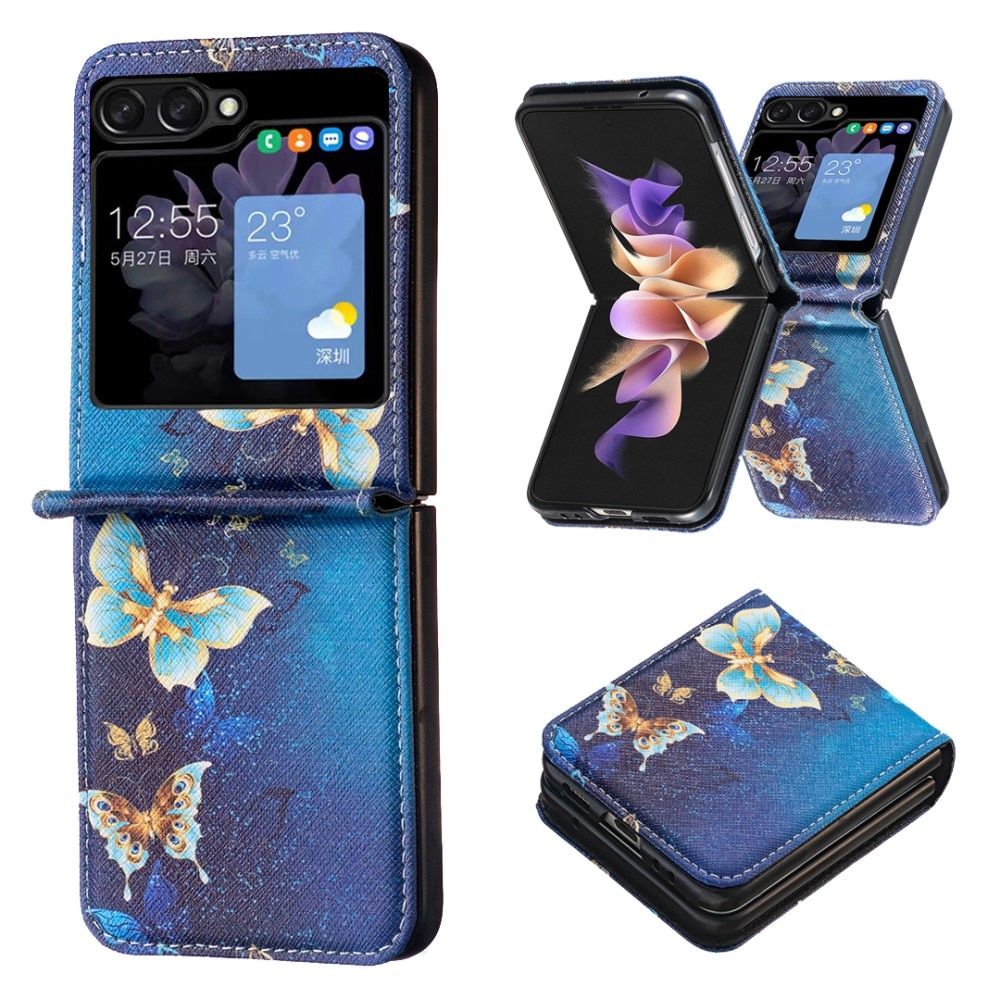 Leather Case Samsung Galaxy Z Flip 5 Blue Butterflies