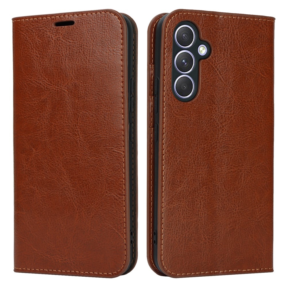 Samsung Galaxy A25 Genuine Leather Wallet Case Brown