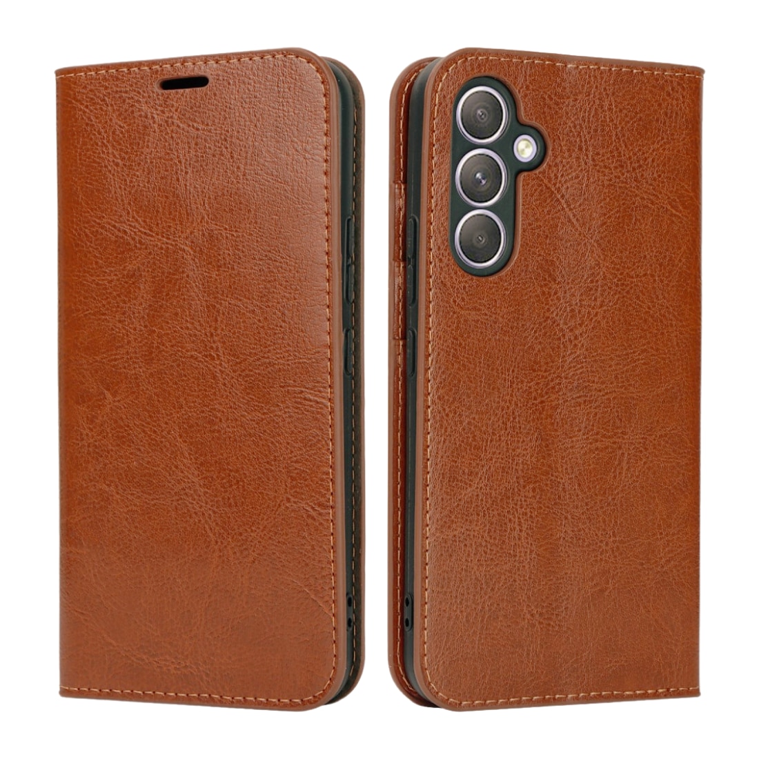 Samsung Galaxy A54 Genuine Leather Wallet Case Brown