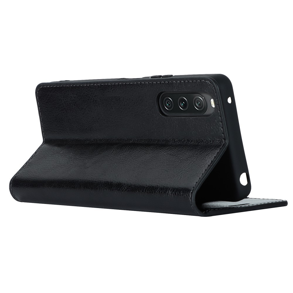 Sony Xperia 10 V Genuine Leather Wallet Case Black