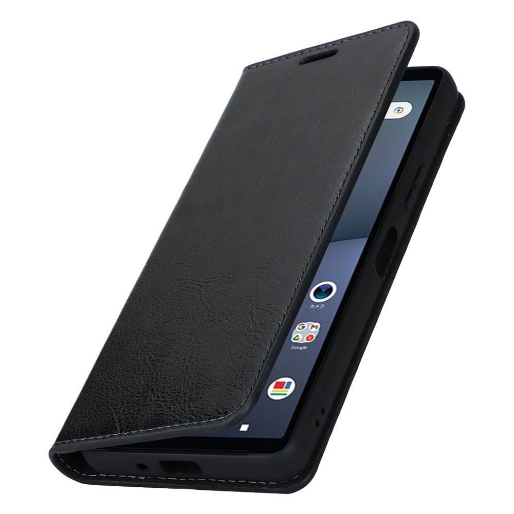 Sony Xperia 10 V Genuine Leather Wallet Case Black