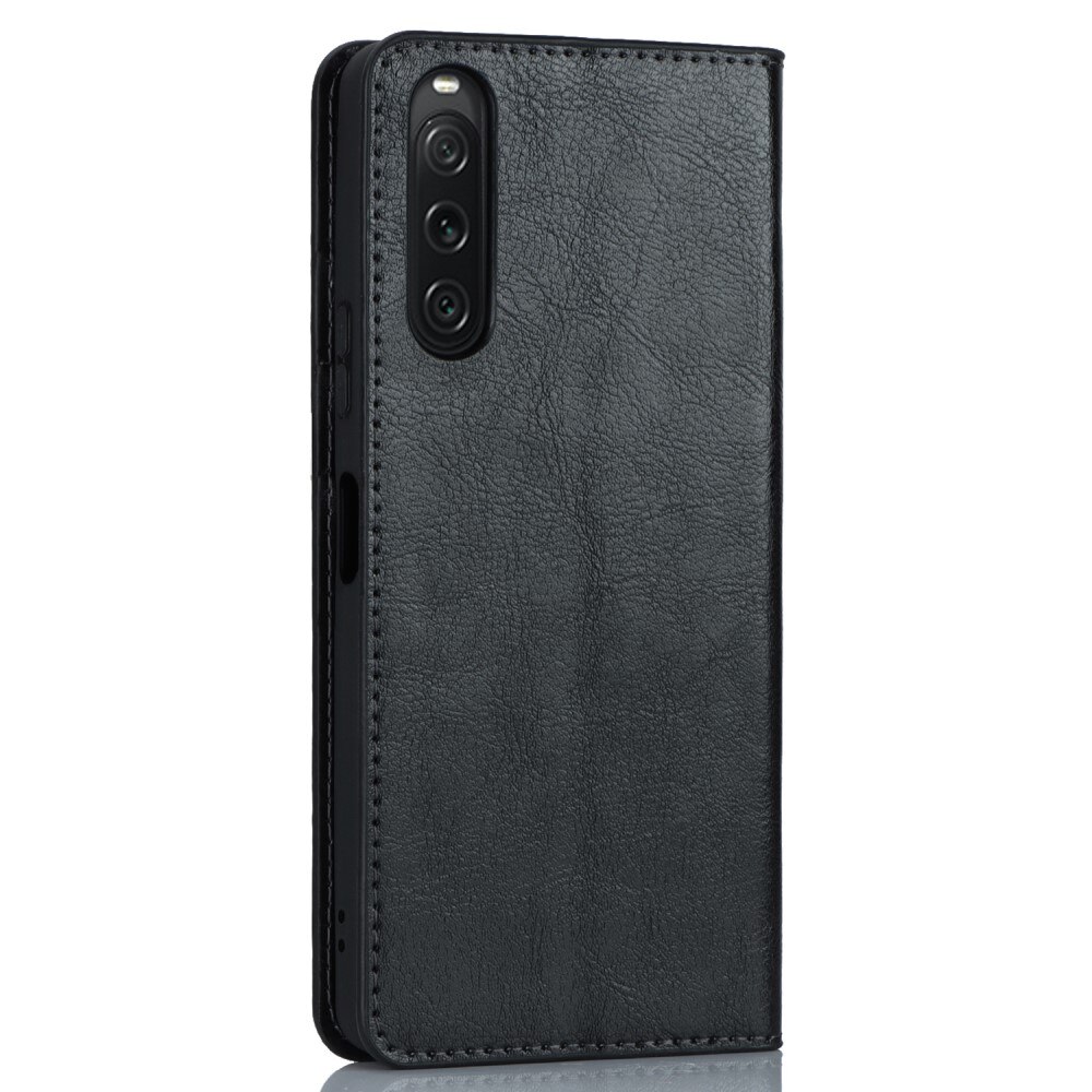 Sony Xperia 10 V Genuine Leather Wallet Case Black